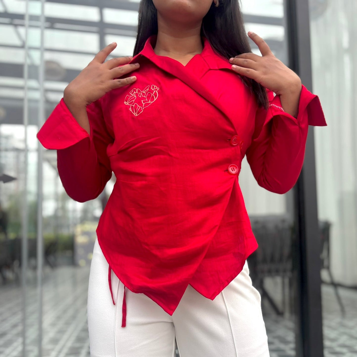 Hae-ina Blazer Shirt In Red