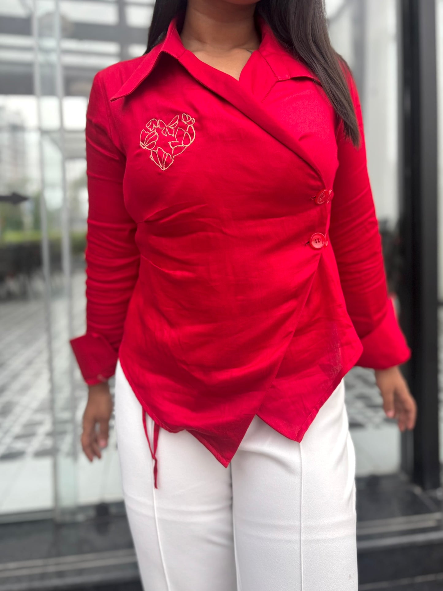 Hae-ina Blazer Shirt In Red