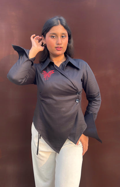 Hae-rin Blazer Shirt In Black