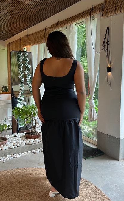 Night Tulip Maxi Dress & Dupatta