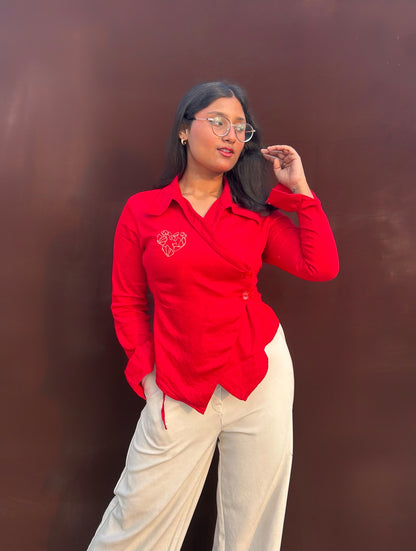 Hae-ina Blazer Shirt In Red