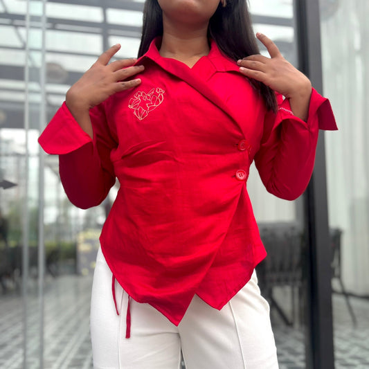 Hae-ina Blazer Shirt In Red